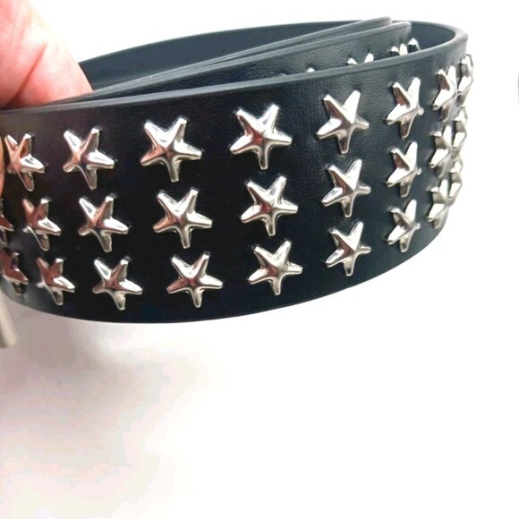 Gothic Stars Vegan Leather Belt Unisex Black- New - Picture 3 of 10